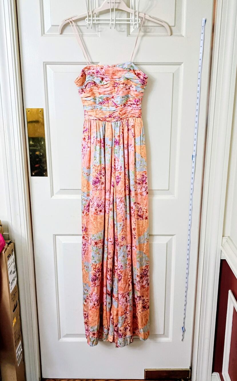 AMUR - Women's Peach Floral Silk Wide Leg Jumpsuit - Sz 0